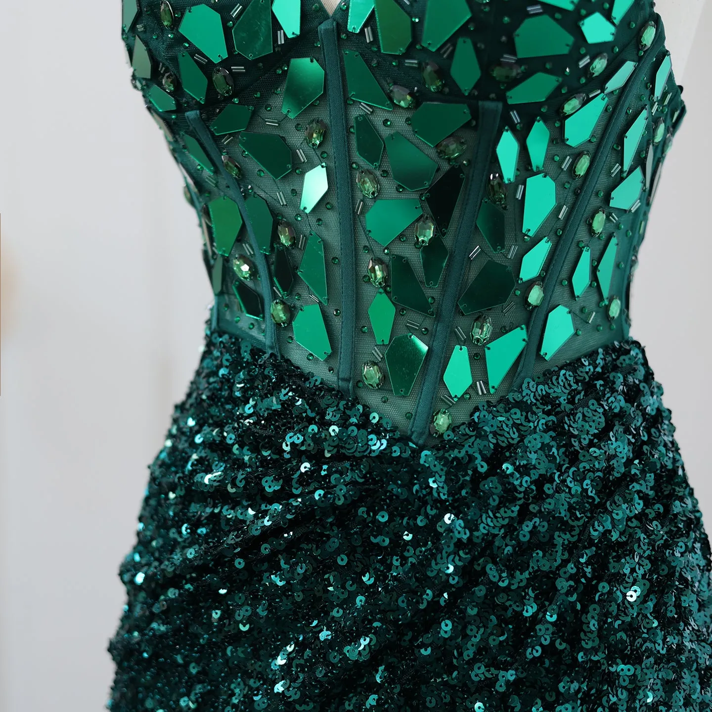 Sharon Said Sparkly Emerald Green Short Prom Cocktail Dresses for Women Birthday Luxury Sequin Wedding Evening Party Gowns SS008